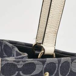 Coach Blue/White Signature Denim and Leather Dempsey Tote