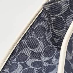 Coach Blue/White Signature Denim and Leather Dempsey Tote