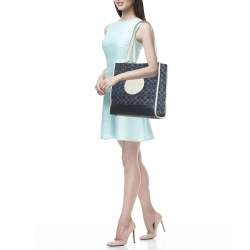 Coach Blue/White Signature Denim and Leather Dempsey Tote