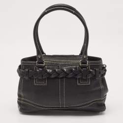 Coach Black Leather Hamptons Braided Tote