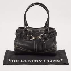Coach Black Leather Hamptons Braided Tote