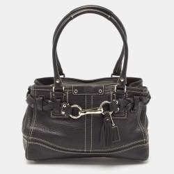 Coach Black Leather Hamptons Braided Tote