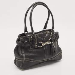 Coach Black Leather Hamptons Braided Tote