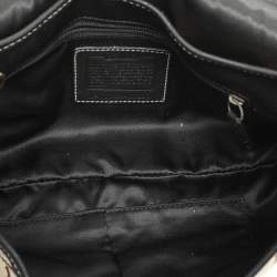 Coach Beige/Black Canvas and Leather Baguette Shoulder Bag