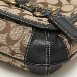 Coach Beige/Black Canvas and Leather Baguette Shoulder Bag