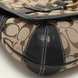 Coach Beige/Black Canvas and Leather Baguette Shoulder Bag