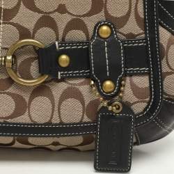 Coach Beige/Black Canvas and Leather Baguette Shoulder Bag