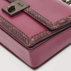 Coach Burgundy Leather and Snakeskin Trim Hutton Shoulder Bag