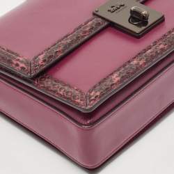 Coach Burgundy Leather and Snakeskin Trim Hutton Shoulder Bag