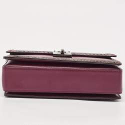 Coach Burgundy Leather and Snakeskin Trim Hutton Shoulder Bag