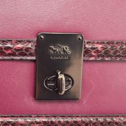 Coach Burgundy Leather and Snakeskin Trim Hutton Shoulder Bag