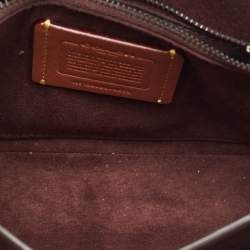 Coach Burgundy Leather and Snakeskin Trim Hutton Shoulder Bag