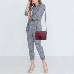 Coach Burgundy Leather and Snakeskin Trim Hutton Shoulder Bag
