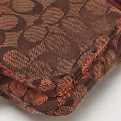 Coach Dark Brown Signature Canvas Double Pocket Waist Bag
