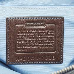 Pre Owned Coach Blue/Dark Brown Signature Canvas and Suede Shoulder Bag