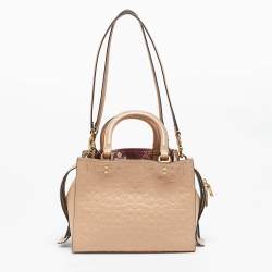 Coach Beige Signature Leather Rogue Tote