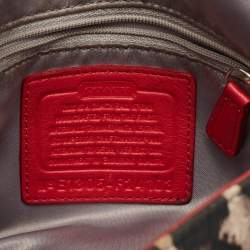 Coach Red/Black Leopard Print Fabric and Leather Park Ocelot Crossbody Bag