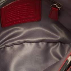 Coach Red/Black Leopard Print Fabric and Leather Park Ocelot Crossbody Bag
