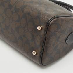 Coach Black/Brown Signature Coated Canvas and Leather Rowan Boston Bag