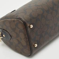 Coach Black/Brown Signature Coated Canvas and Leather Rowan Boston Bag