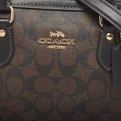 Coach Black/Brown Signature Coated Canvas and Leather Rowan Boston Bag