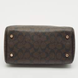 Coach Black/Brown Signature Coated Canvas and Leather Rowan Boston Bag