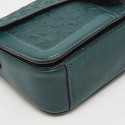 Coach Dark Green Signature Embossed Leather Georgie Shoulder Bag