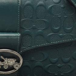 Coach Dark Green Signature Embossed Leather Georgie Shoulder Bag