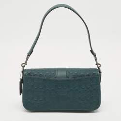 Coach Dark Green Signature Embossed Leather Georgie Shoulder Bag