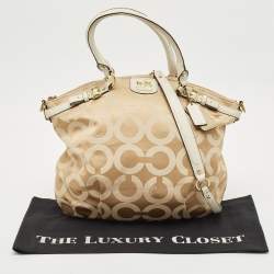 Coach White/Beige Signature Canvas Sophia Madison Tote