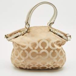 Coach White/Beige Signature Canvas Sophia Madison Tote