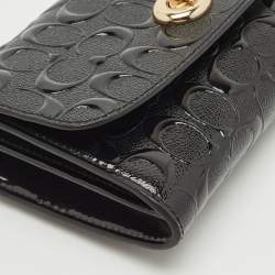 Coach Black Signature Embossed Patent Leather Chain Crossbody Bag