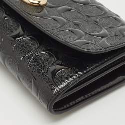 Coach Black Signature Embossed Patent Leather Chain Crossbody Bag