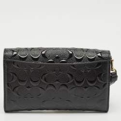 Coach Black Signature Embossed Patent Leather Chain Crossbody Bag