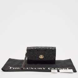 Coach Black Signature Embossed Patent Leather Chain Crossbody Bag