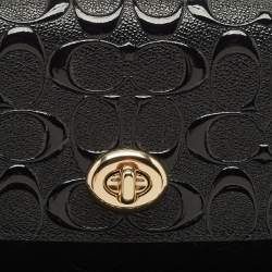 Coach Black Signature Embossed Patent Leather Chain Crossbody Bag