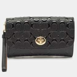 Coach Black Signature Embossed Patent Leather Chain Crossbody Bag