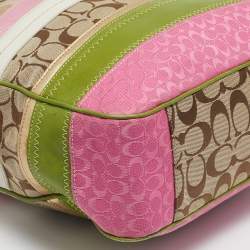 Coach Multicolor Signature Striped Canvas and Leather Tote