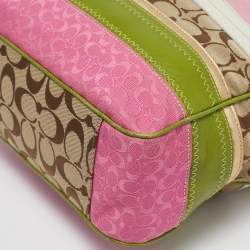 Coach Multicolor Signature Striped Canvas and Leather Tote