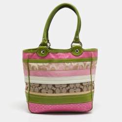 Coach Multicolor Signature Striped Canvas and Leather Tote