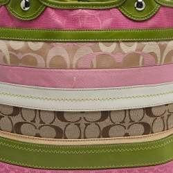 Coach Multicolor Signature Striped Canvas and Leather Tote