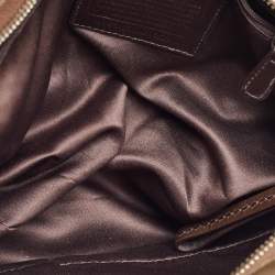 Coach Beige/Dark Brown Signature Canvas and Patent Leather Carly Hobo