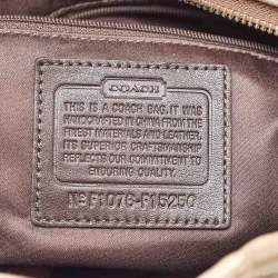 Coach Beige/Dark Brown Signature Canvas and Patent Leather Carly Hobo