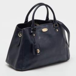 Pre Owned Coach Navy Blue Leather Margot Carryall Satchel