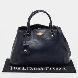 Pre Owned Coach Navy Blue Leather Margot Carryall Satchel