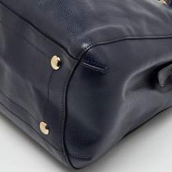 Pre Owned Coach Navy Blue Leather Margot Carryall Satchel