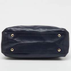 Pre Owned Coach Navy Blue Leather Margot Carryall Satchel