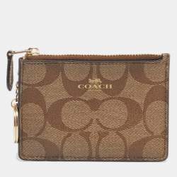 Coach Beige Signature Coated Canvas Mini Skinny Card Case