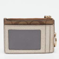 Coach Beige Signature Coated Canvas Mini Skinny Card Case