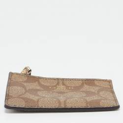 Coach Beige Signature Coated Canvas Mini Skinny Card Case